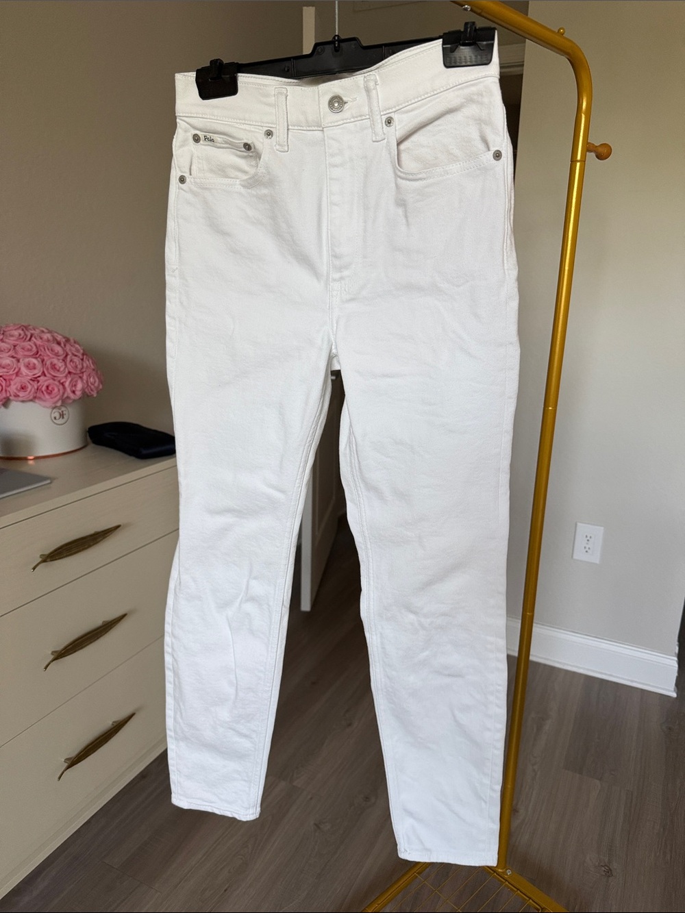 Ralph Lauren White High-Rise Super-Slim Jean Color Amesbury Wash - Picture 2 of 7